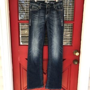 Wrangler Women’s Rock 47 Dark Was Jeans Rhinestone Pocket Detail size 27/36